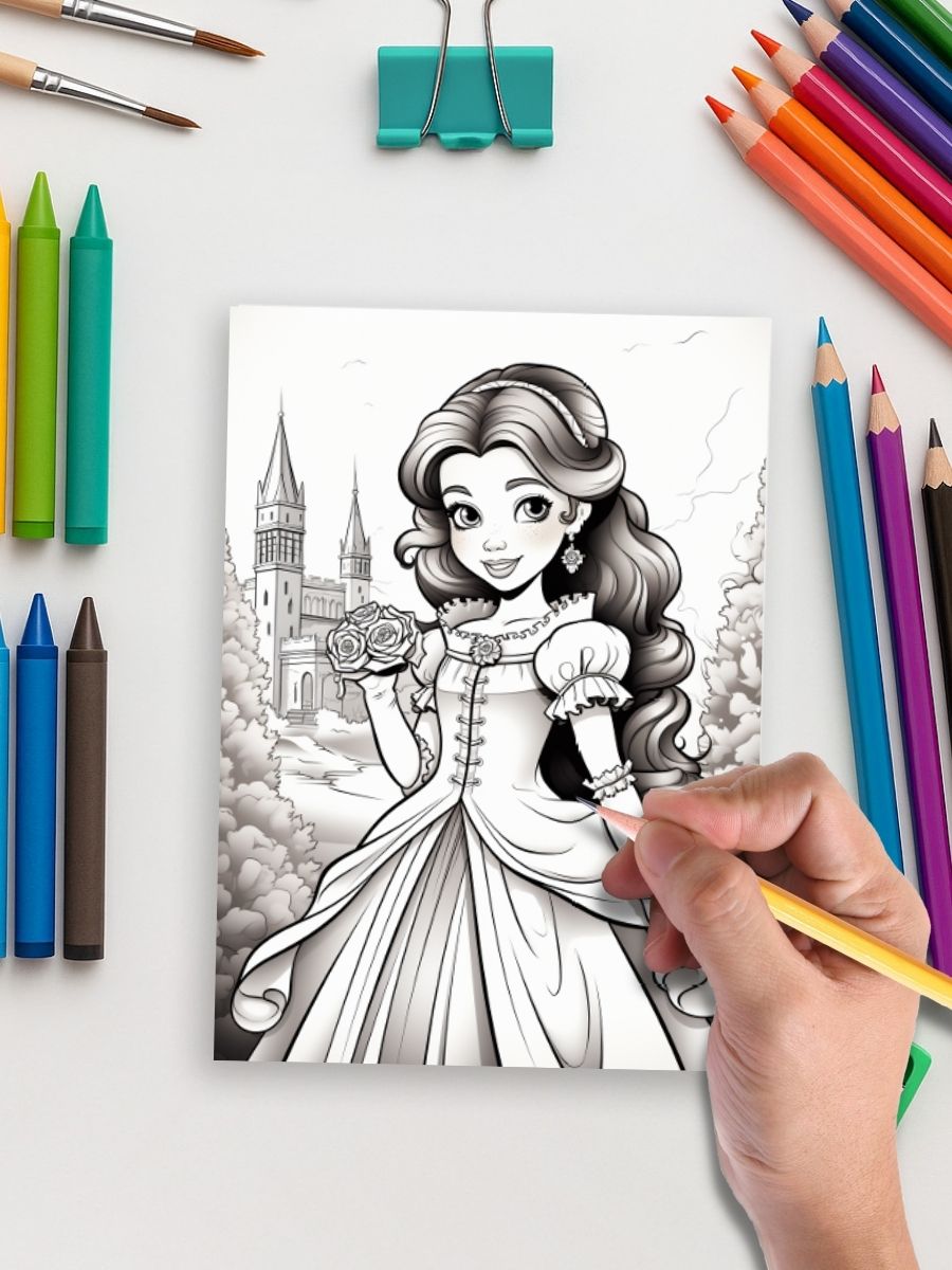 Princess Moments – 120 Elegant Adult Coloring Pages - Image 5