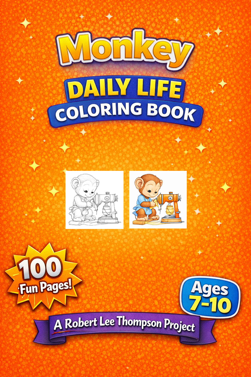 Monkey Daily Life Coloring Book