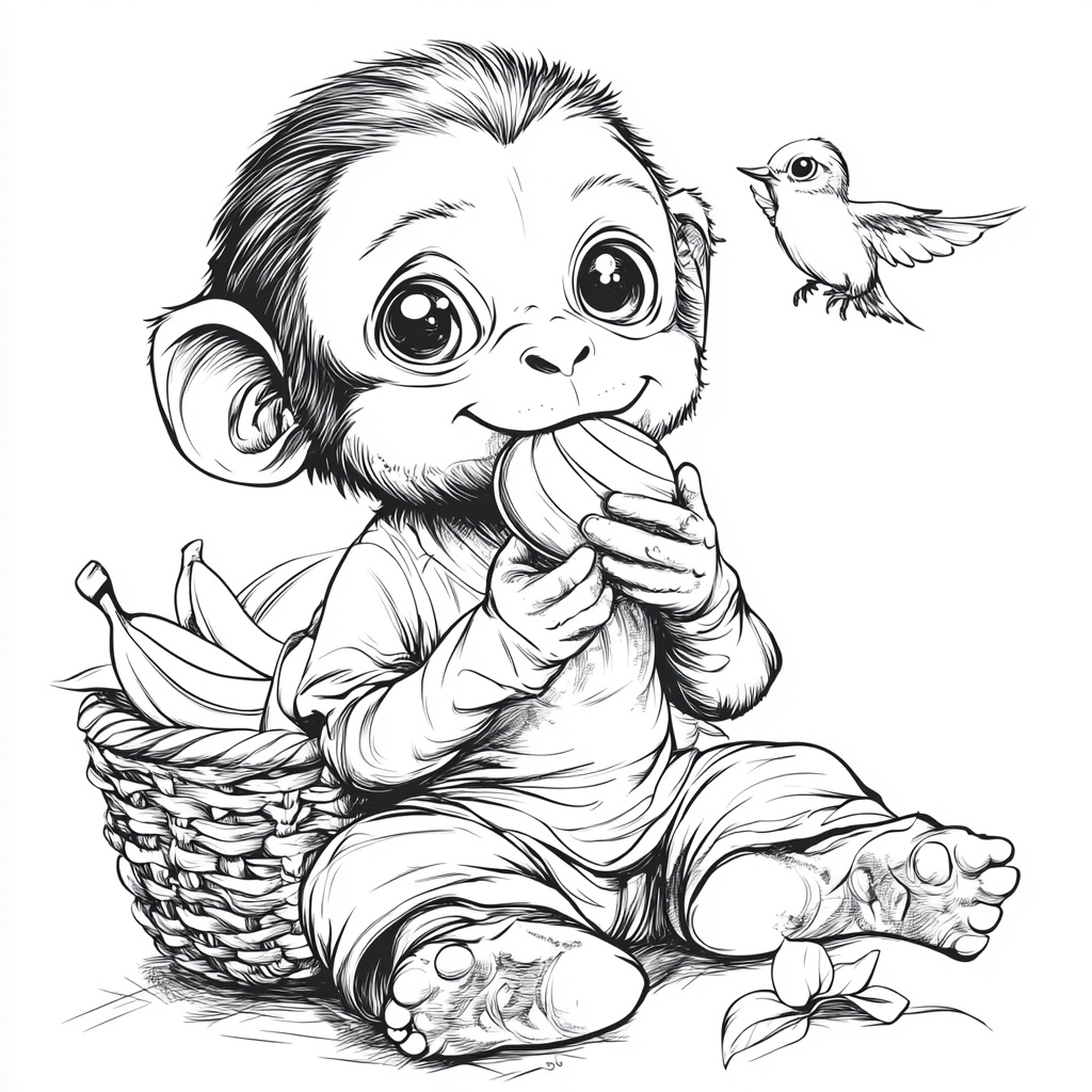 Monkey Daily Life Coloring Book - Image 4