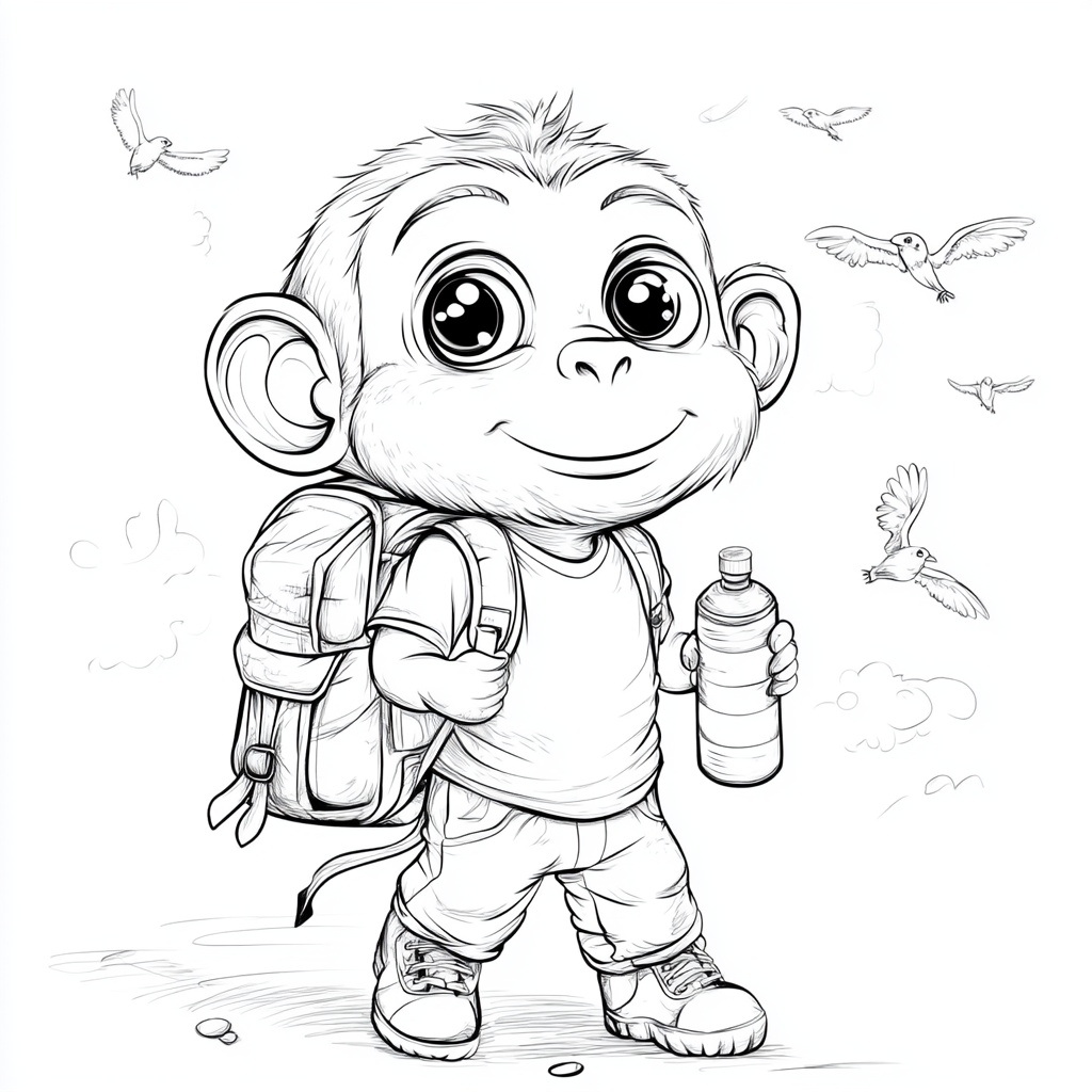 Monkey Daily Life Coloring Book - Image 3