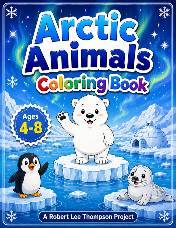 Arctic Animals Coloring Book with Reference Colored Pictures